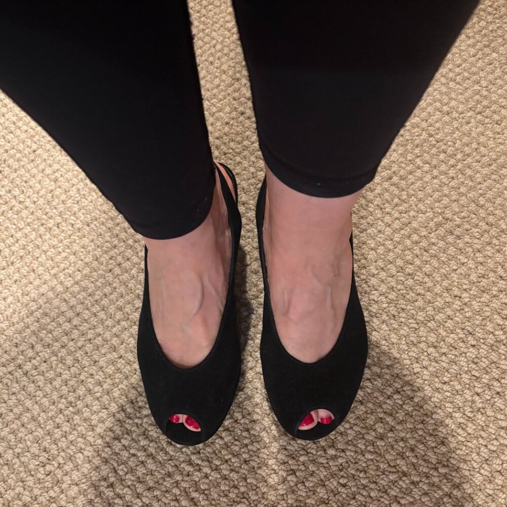 Paul Green Open Toe black suede Heels